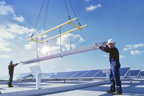 Photovoltaik, Arbeiter, Dach, PV
